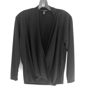 AQUA - Black Drape Blouse XS